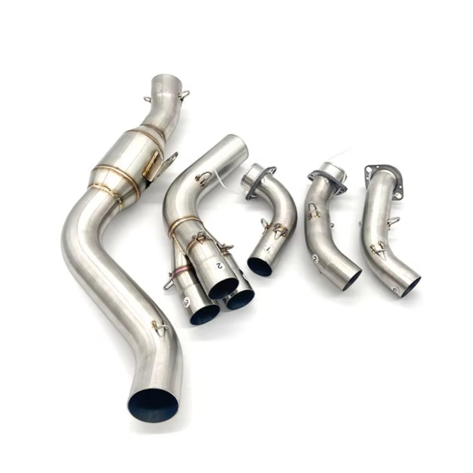 KANGBOZ Kompatibel Mit Yamaha Für MT-09 FZ-09 Für Tracer 9GT 2021 2022 2023 Für XSR900 2022 2023 Motorradauspuff Für Escape-Schalldämpfer Mid Link Pipe Motorrad Auspuffrohr(Silver) von KANGBOZ