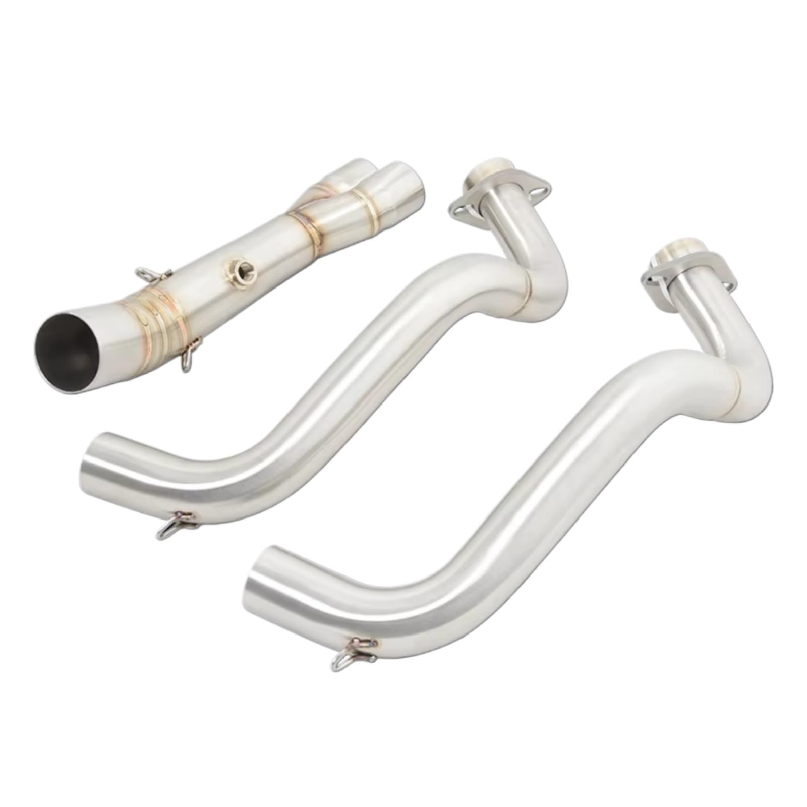 KANGBOZ Kompatibel Mit Yamaha Für MT07 FZ-07 Motorrad Für Connect 51mm Auspuffanlagen Für Escape Front Middle Link Pipe Motorrad Auspuffrohr(Silver) von KANGBOZ