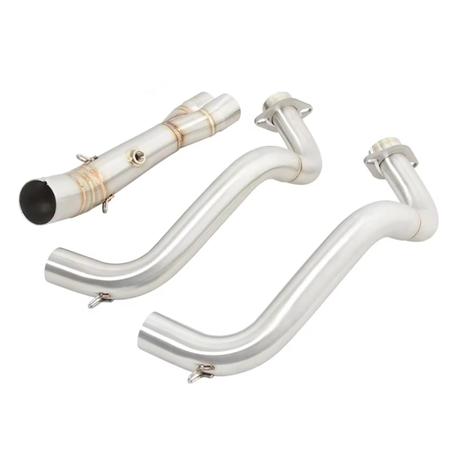 KANGBOZ Kompatibel Mit Yamaha Für MT07 FZ-07 R7 Motorrad Für Connect 51mm Auspuffanlagen Für Escape Edelstahl Front Middle Link Pipe Motorrad Auspuffrohr(Silver) von KANGBOZ