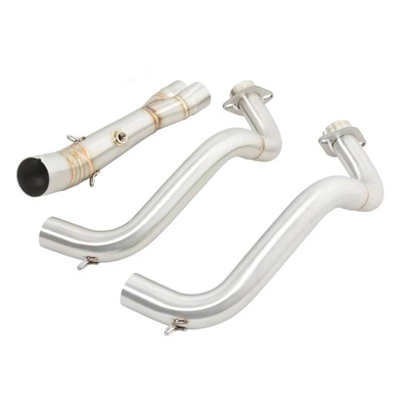 KANGBOZ Kompatibel Mit Yamaha Für MT07 FZ-07 R7 Motorrad Für Connect 51mm Auspuffanlagen Für Escape Edelstahl Front Middle Link Pipe Motorrad Auspuffrohr(Silver) von KANGBOZ