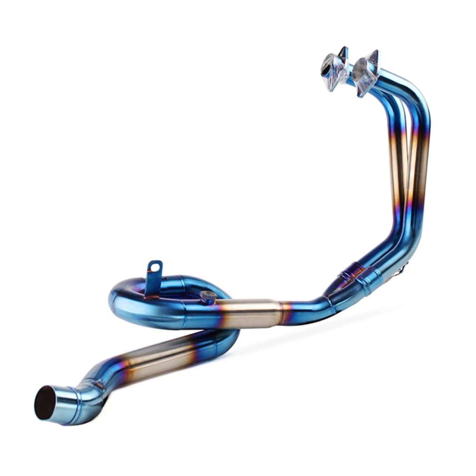KANGBOZ Kompatibel Mit Yamaha Für R25 R3 2014 2015 2016 2017 2018 Für MT-03 2015 2016 2017 2018 Motorradrohr Auspuff Mittelsystem Front Link Motorrad Auspuffrohr(Blue) von KANGBOZ