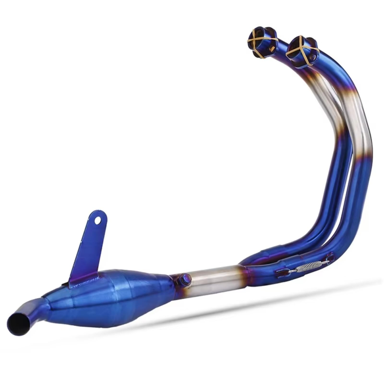 KANGBOZ Kompatibel Mit Yamaha Für YZF-R3 R25 MT03 2015–2023 Motorradauspuff Für Escape Moto Komplettsysteme Front Middle Link Pipe Motorrad Auspuffrohr(Blue) von KANGBOZ