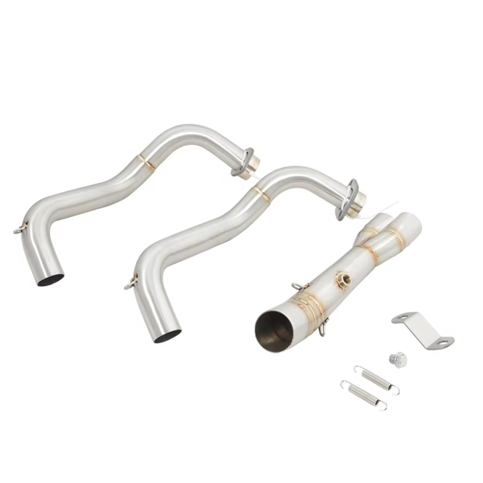 KANGBOZ Kompatibel Mit Yamaha Für YZF-R7 MT07 FZ07 2021 2022 2023 Motorradauspuff Für Fluchtsysteme Vorderes Verbindungsrohr 51 Mm Schalldämpfer Motorrad Auspuffrohr(Silver) von KANGBOZ