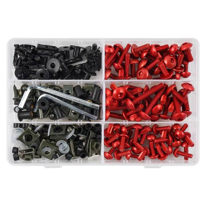 Kompatibel Mit MV Agusta Für F4 2000 2001 2002 2003 2004 2005 2006 2007 2008 2009 2010 2011 2012 2013 Motorradschrauben Schrauben Unterlegscheiben Verkleidungsschraubensatz Motorrad Schraubenset(Red) von KANGBOZ