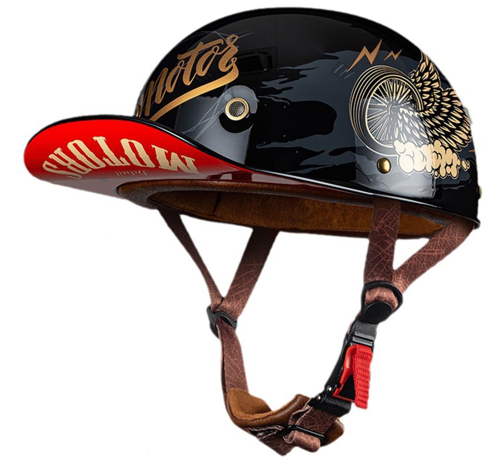 Halb Helm Motorrad, Ece Zertifizierter Open-Face Baseballhelm Deutschen Stil, Halb Offener Helm, Retro Motorrad Half Shell Helm, Geeignet Erwachsene MäNner Fraue Chopper Moped G,XXL=(63-64CM) von KANMUASD