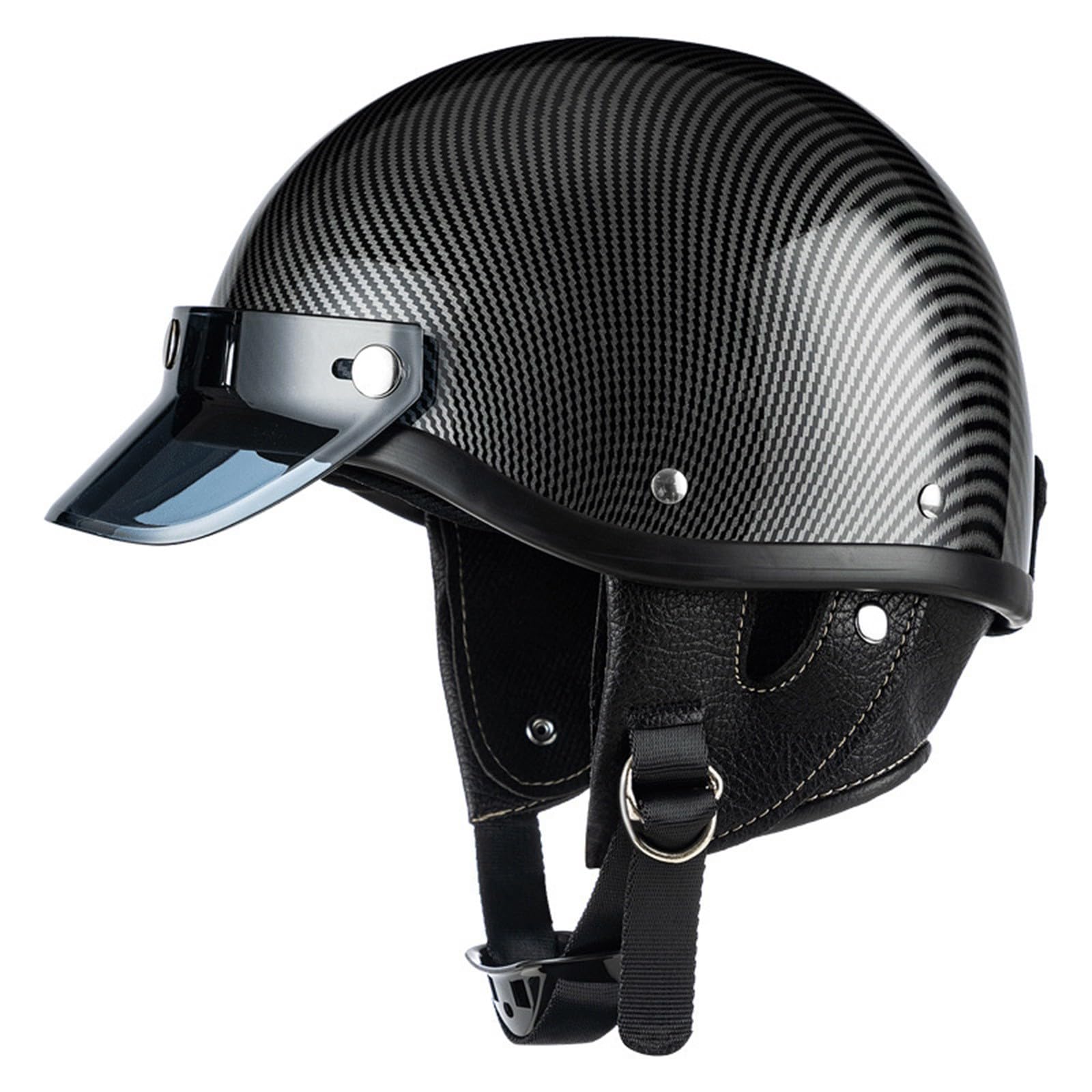 Halbhelme Motorradhelm, Halbschalenhelm Mit ECE Genehmigt, Jethelm Retro Mit Sonnenblende, Chopper Helm Offenem Helm Mit Herausnehmbarem Futter, Erwachsene Herren Damen B,M=(57-58CM) von KANMUASD