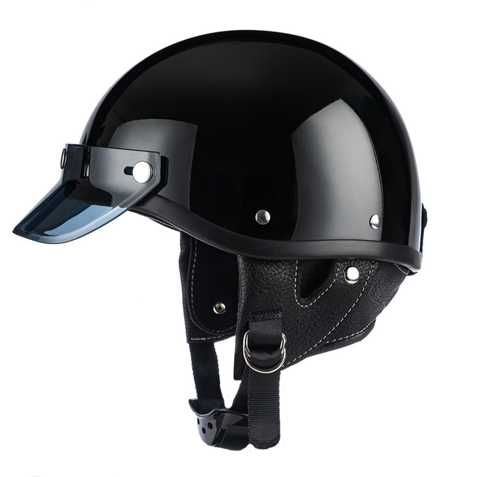 Halbhelme Motorradhelm, Halbschalenhelm Mit ECE Genehmigt, Jethelm Retro Mit Sonnenblende, Chopper Helm Offenem Helm Mit Herausnehmbarem Futter, Erwachsene Herren Damen E,XXL=(63-64CM) von KANMUASD