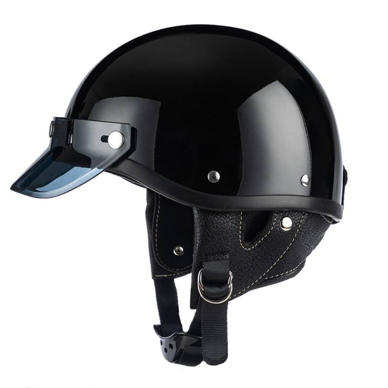 Halbhelme Motorradhelm, Halbschalenhelm Mit ECE Genehmigt, Jethelm Retro Mit Sonnenblende, Chopper Helm Offenem Helm Mit Herausnehmbarem Futter, Erwachsene Herren Damen E,XXL=(63-64CM) von KANMUASD