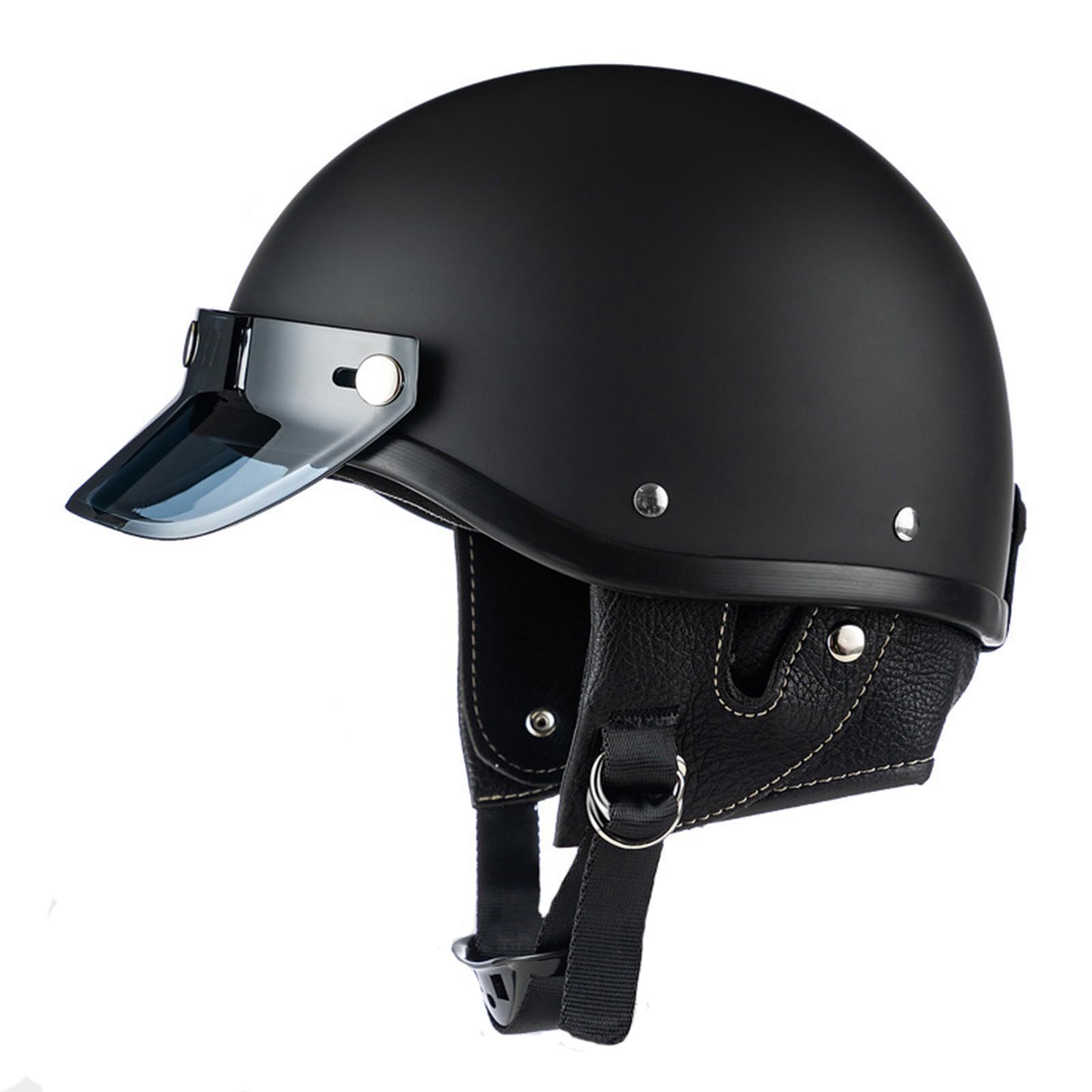 Halbhelme Motorradhelm, Halbschalenhelm Mit ECE Genehmigt, Jethelm Retro Mit Sonnenblende, Chopper Helm Offenem Helm Mit Herausnehmbarem Futter, Erwachsene Herren Damen F,L=(59-60CM) von KANMUASD