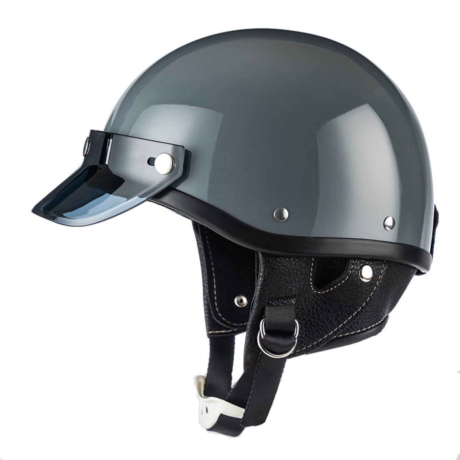Halbhelme Motorradhelm, Halbschalenhelm Mit ECE Genehmigt, Jethelm Retro Mit Sonnenblende, Chopper Helm Offenem Helm Mit Herausnehmbarem Futter, Erwachsene Herren Damen G,XXL=(63-64CM) von KANMUASD