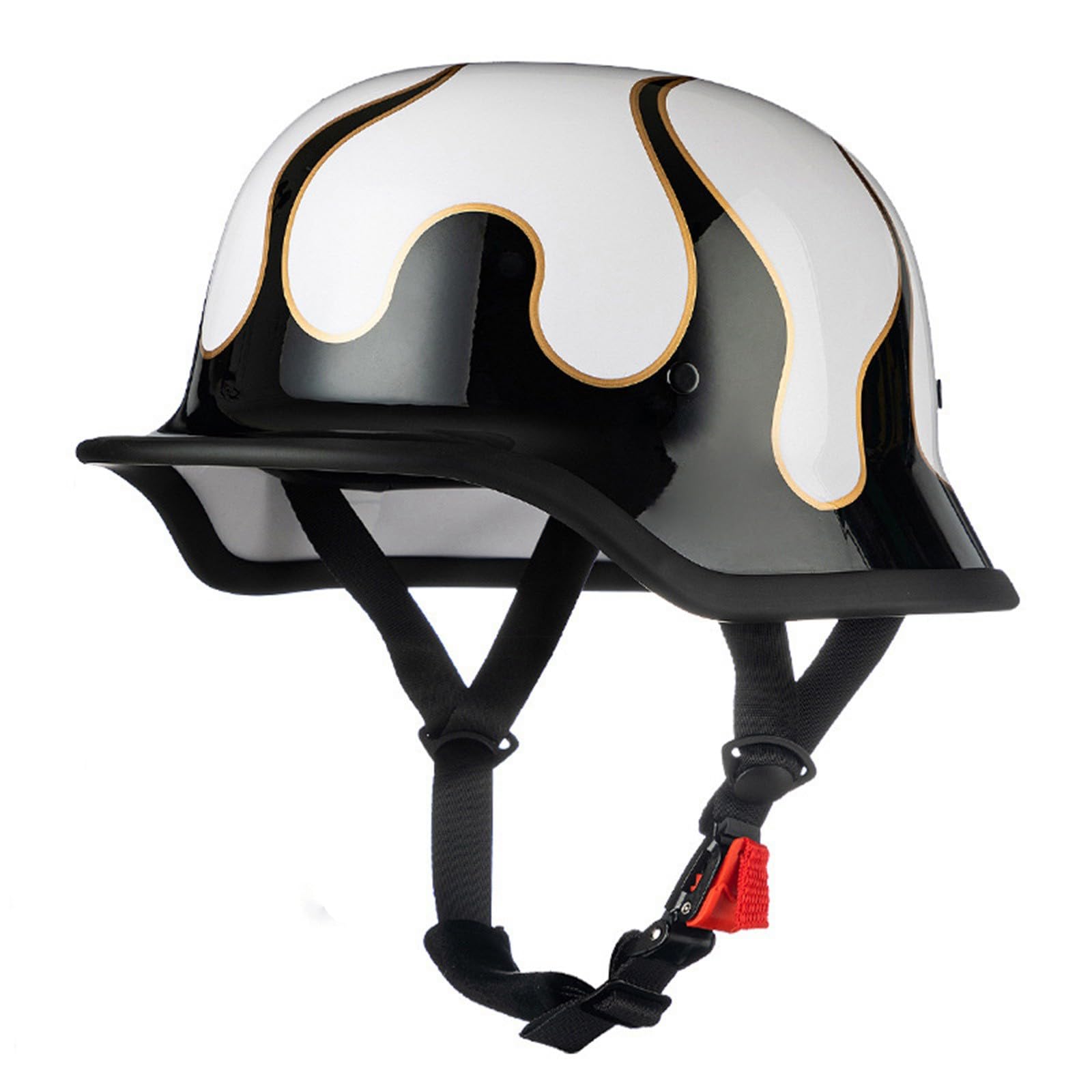 Halbhelme Motorradhelm, Halbschalenhelm Mit Ece Genehmigt, Vintage Deutsche Motorrad Halbhelme, Retro Jethelm, Offnen Helm, Brain-Cap Halbschale, Erwachsene Herren Damen B,XXL=(63-64CM) von KANMUASD