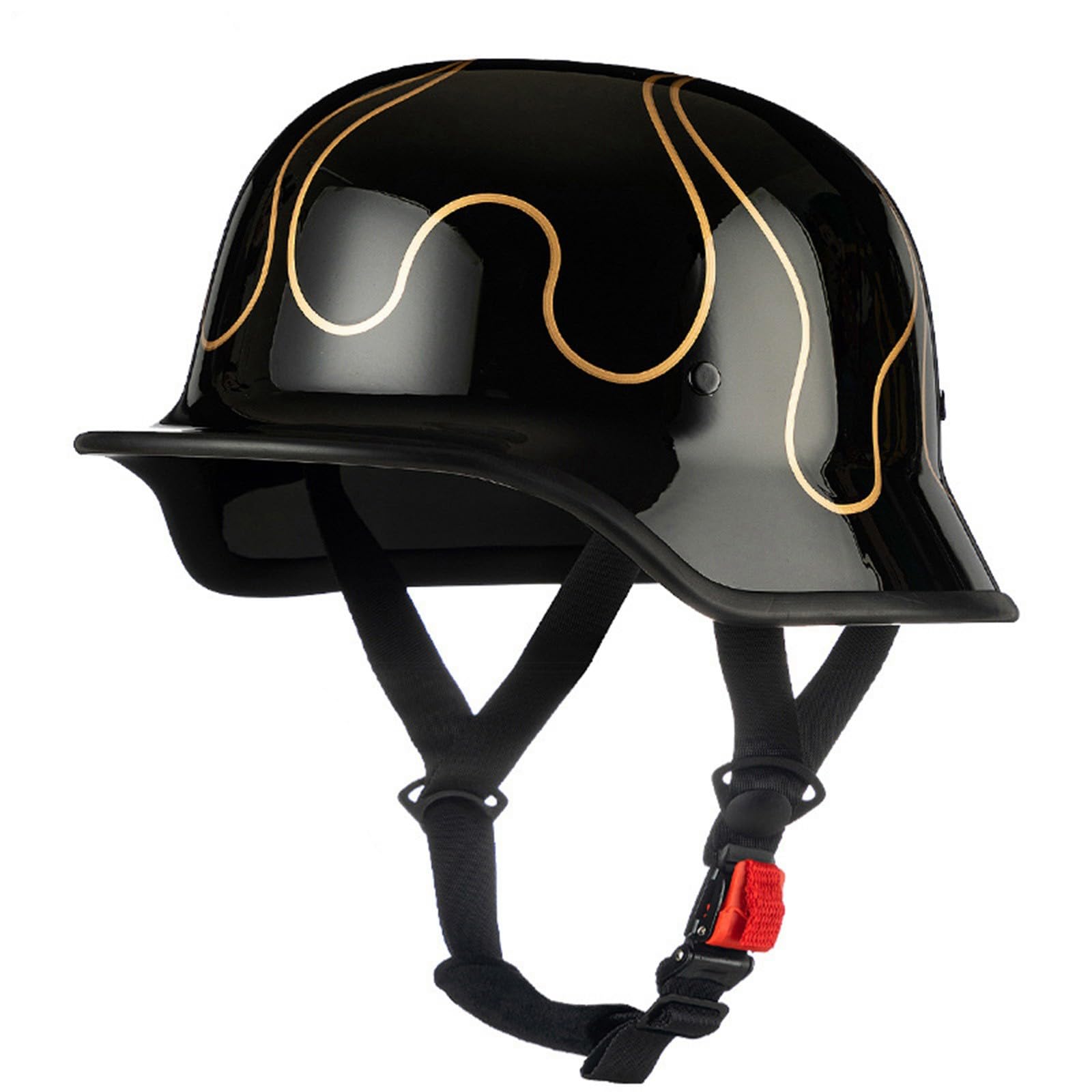 Halbhelme Motorradhelm, Halbschalenhelm Mit Ece Genehmigt, Vintage Deutsche Motorrad Halbhelme, Retro Jethelm, Offnen Helm, Brain-Cap Halbschale, Erwachsene Herren Damen C,XL=(61-62CM) von KANMUASD