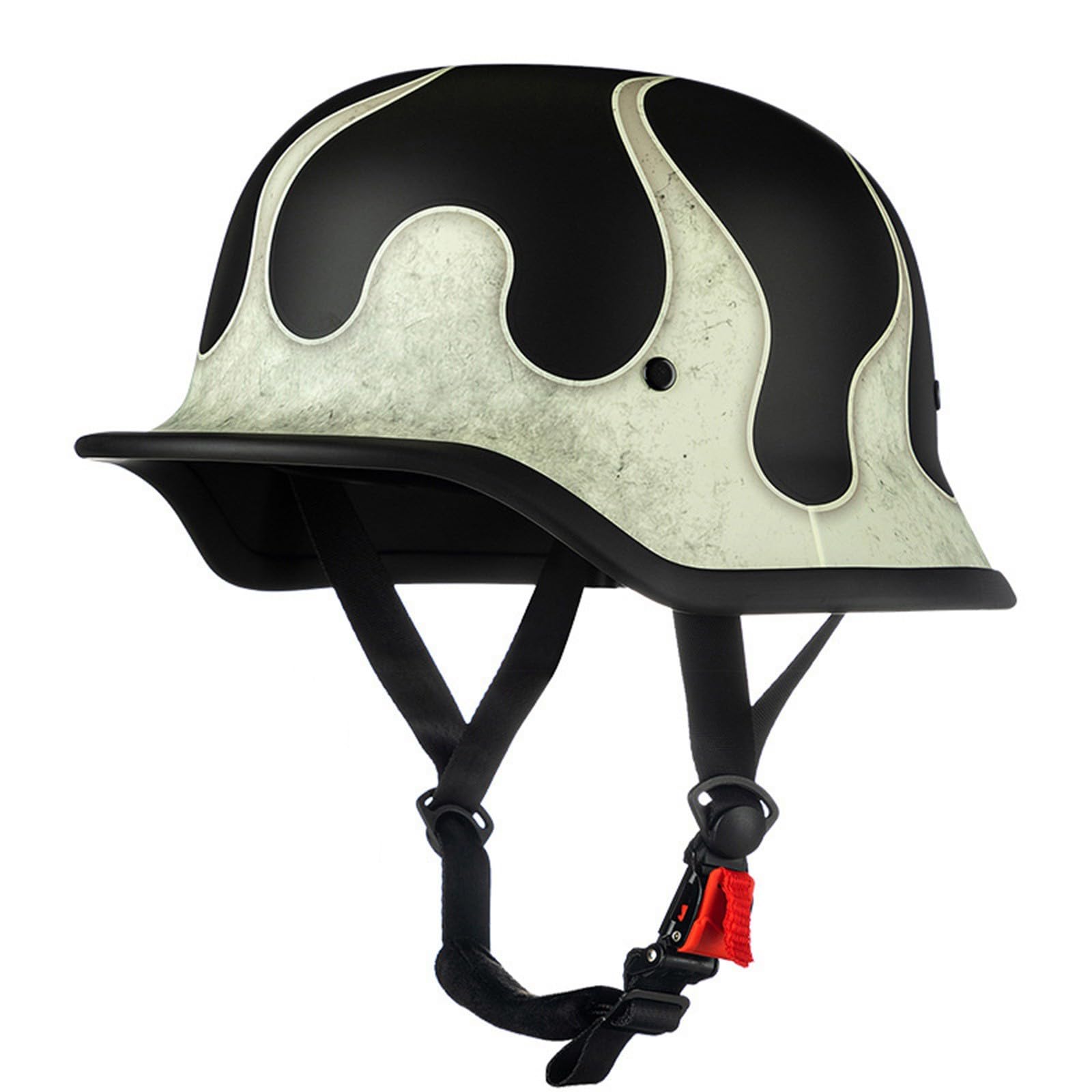 Halbhelme Motorradhelm, Halbschalenhelm Mit Ece Genehmigt, Vintage Deutsche Motorrad Halbhelme, Retro Jethelm, Offnen Helm, Brain-Cap Halbschale, Erwachsene Herren Damen H,L=(59-60CM) von KANMUASD