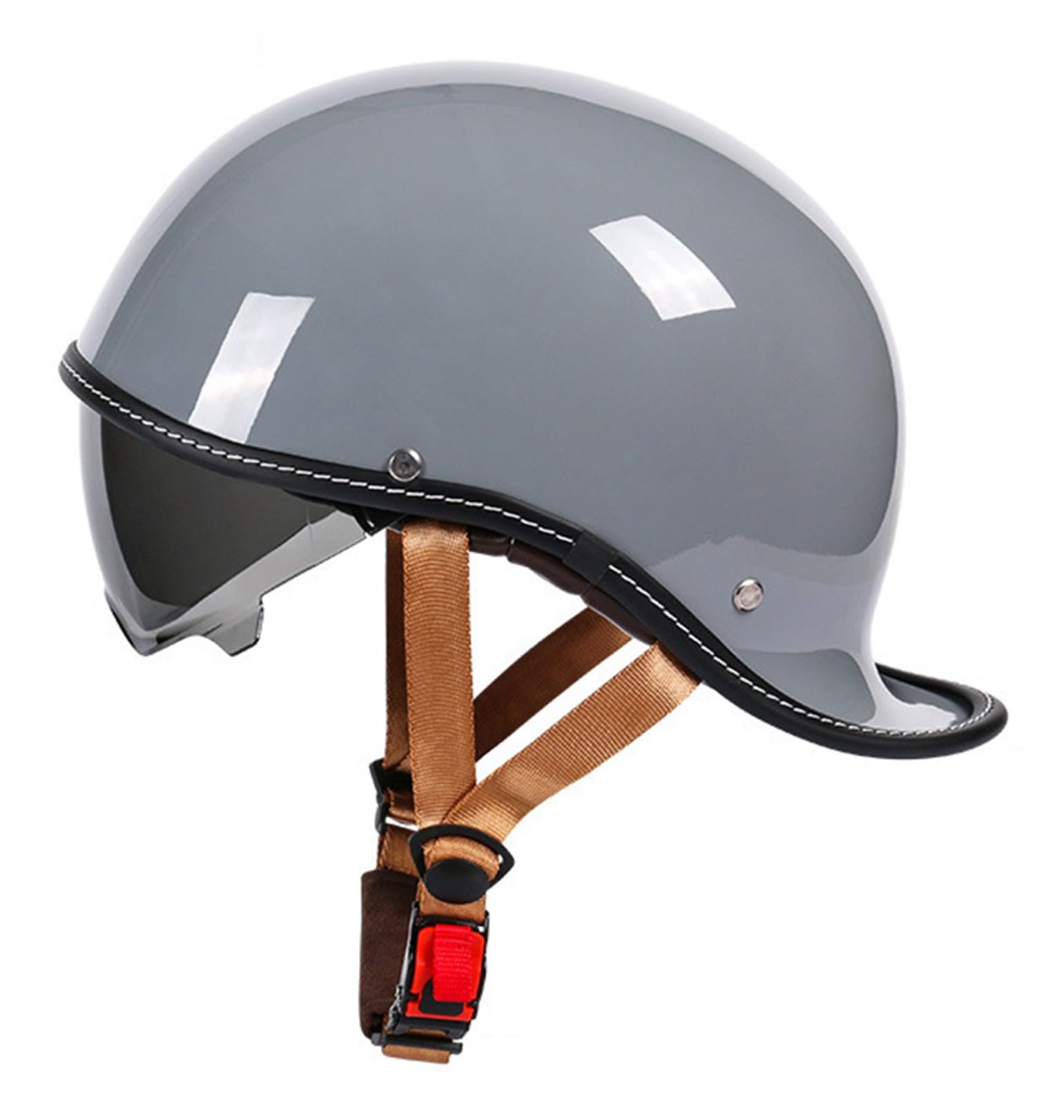 Motorrad-Halbhelm, Retro-Motorradhelm, Jet-Halbhelm, Leichter Motorradhelm, Cruiser Chopper Sturzhelm, ABS-Material, Abnehmbares Visier Für Damen Und Herren D,L=(59-60CM) von KANMUASD