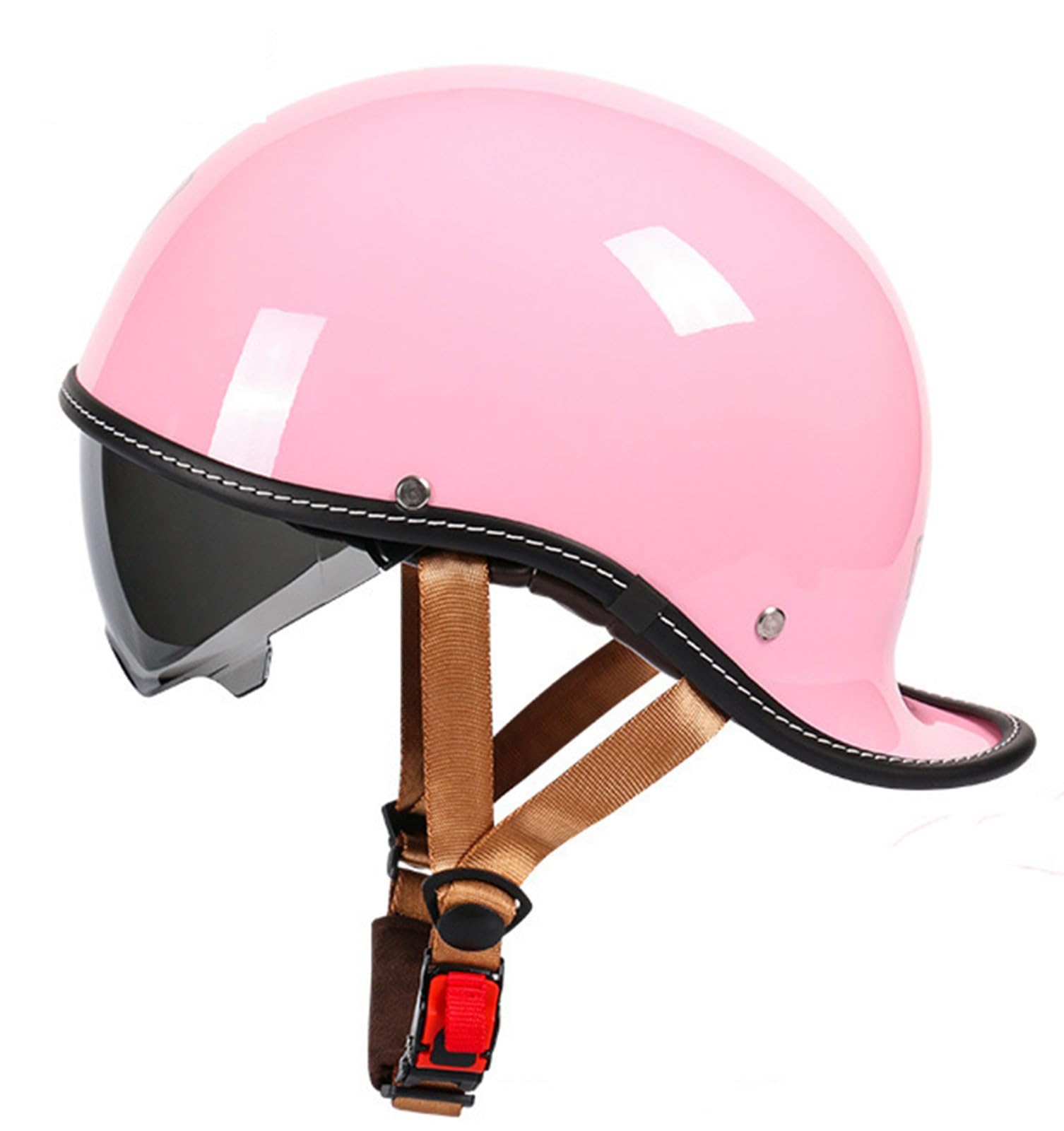 Motorrad-Halbhelm, Retro-Motorradhelm, Jet-Halbhelm, Leichter Motorradhelm, Cruiser Chopper Sturzhelm, ABS-Material, Abnehmbares Visier Für Damen Und Herren F,XXL=(63-64CM) von KANMUASD