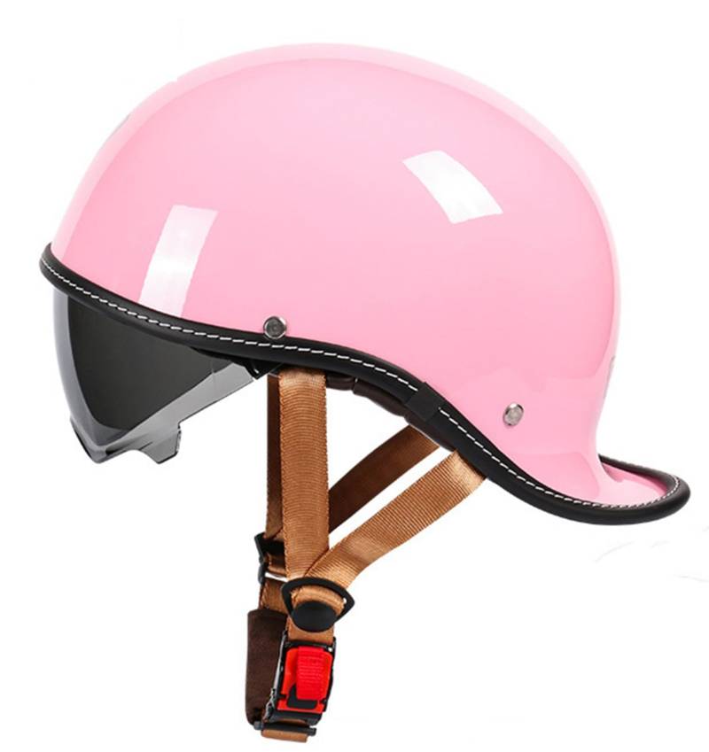 Motorrad-Halbhelm, Retro-Motorradhelm, Jet-Halbhelm, Leichter Motorradhelm, Cruiser Chopper Sturzhelm, ABS-Material, Abnehmbares Visier Für Damen Und Herren F,XXL=(63-64CM) von KANMUASD