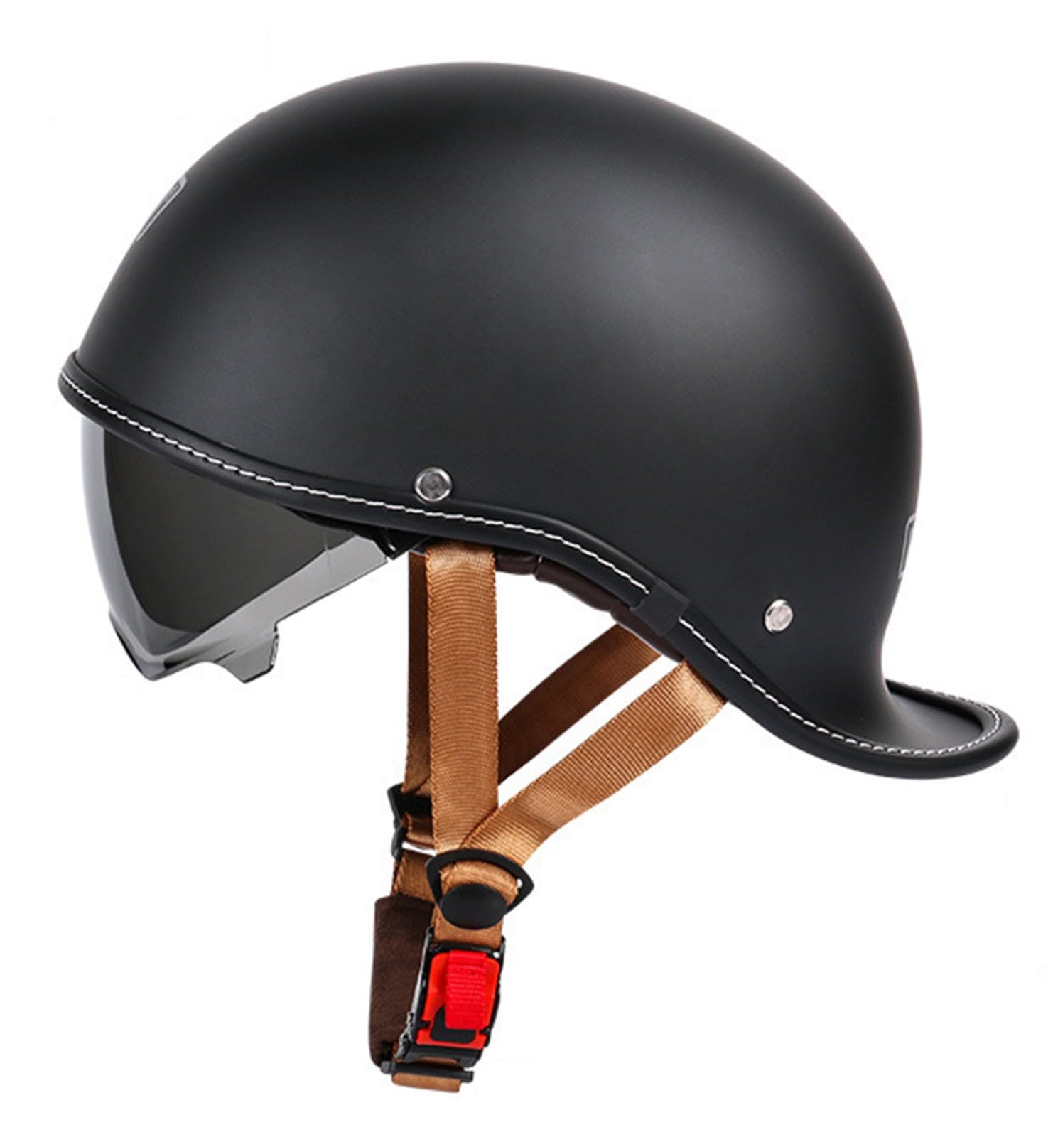 Motorrad-Halbhelm, Retro-Motorradhelm, Jet-Halbhelm, Leichter Motorradhelm, Cruiser Chopper Sturzhelm, ABS-Material, Abnehmbares Visier Für Damen Und Herren G,XXL=(63-64CM) von KANMUASD