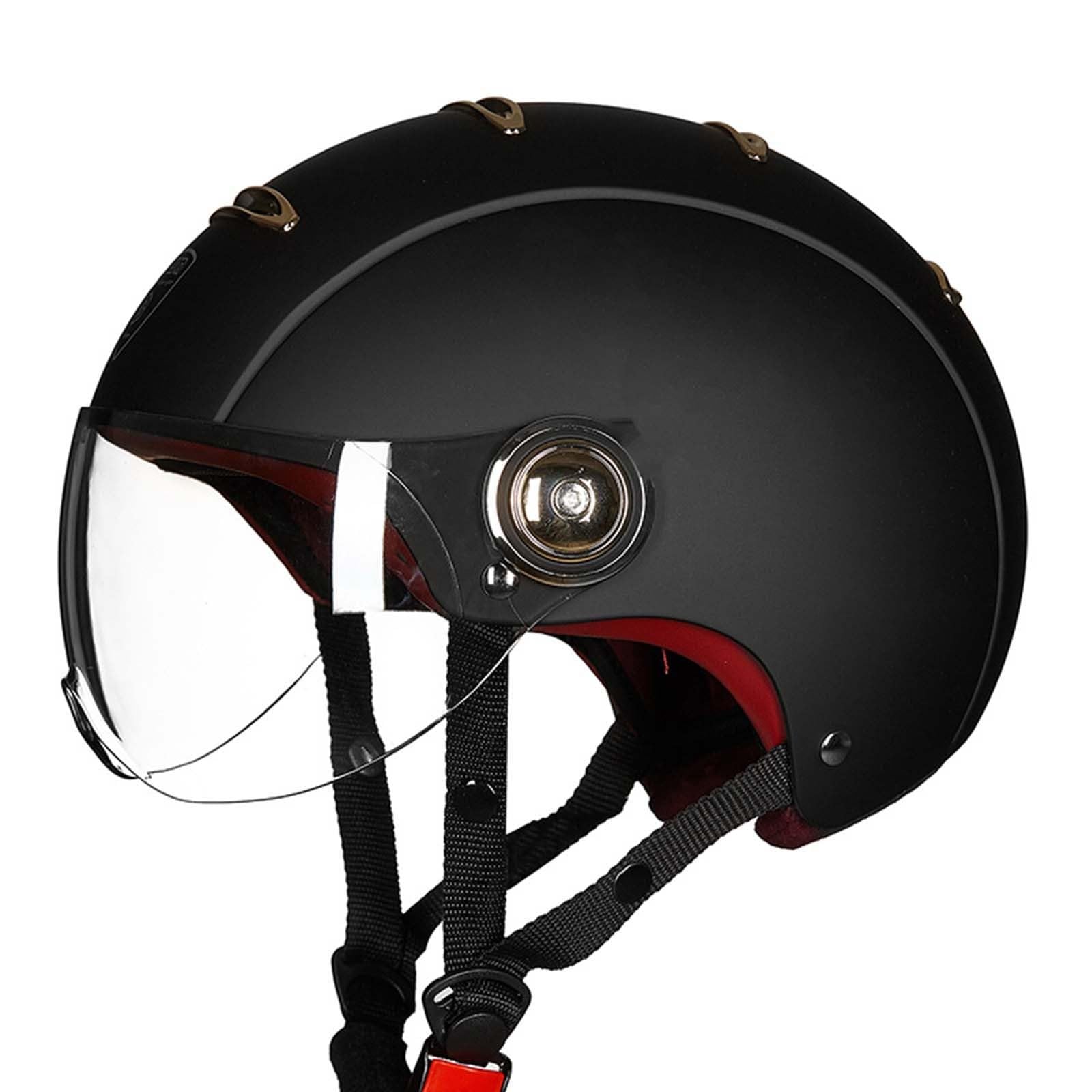 Motorrad Halbhelme, Brain-Cap Mit ECE Genehmigt, Halbschale Roller-Helm Scooter-Helm Jet-Helm Retro, Fashionhelm Komfortabler Motorradhelm Für Herren Und Damen B,M=(57-58CM) von KANMUASD