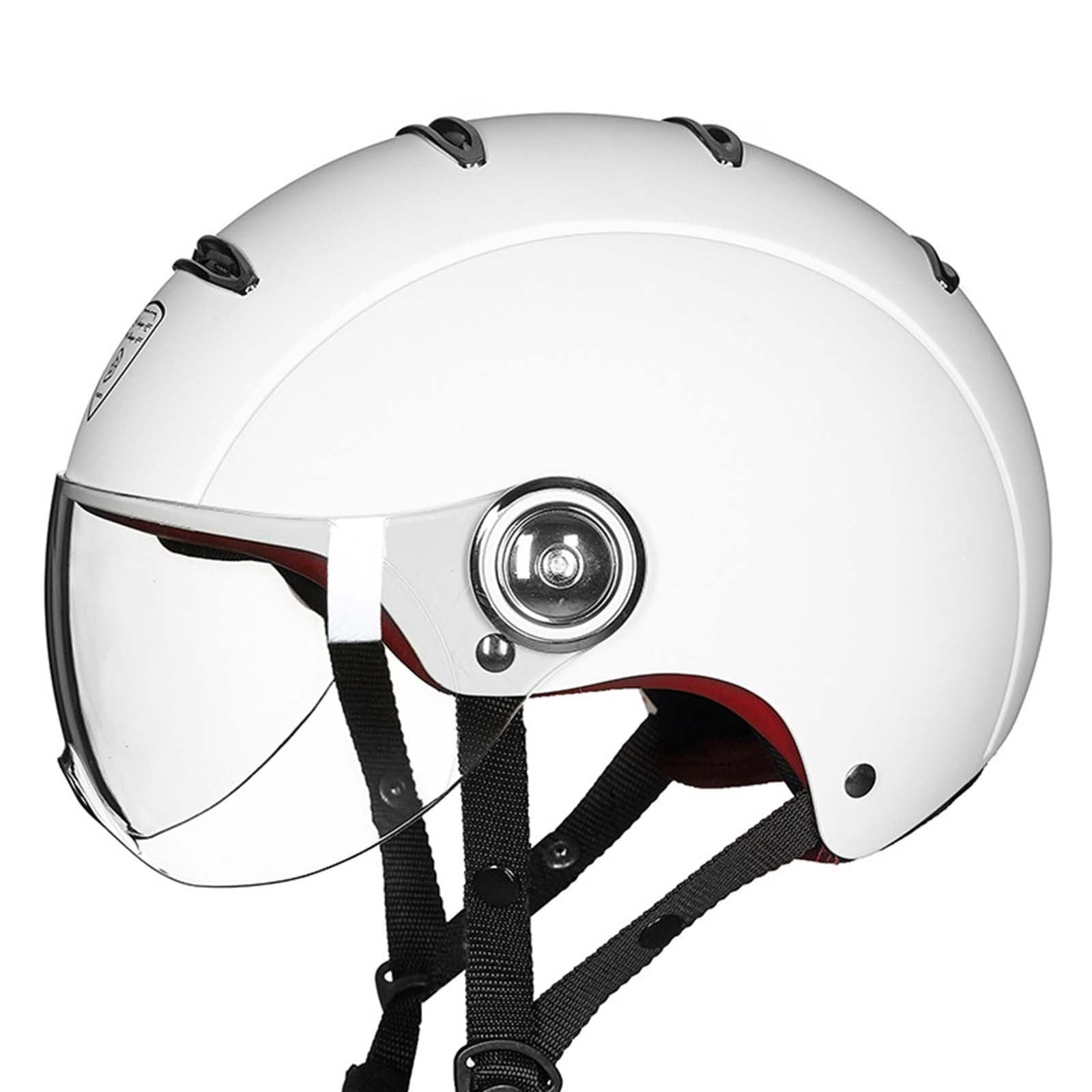 Motorrad Halbhelme, Brain-Cap Mit ECE Genehmigt, Halbschale Roller-Helm Scooter-Helm Jet-Helm Retro, Fashionhelm Komfortabler Motorradhelm Für Herren Und Damen C,L=(59-60CM) von KANMUASD