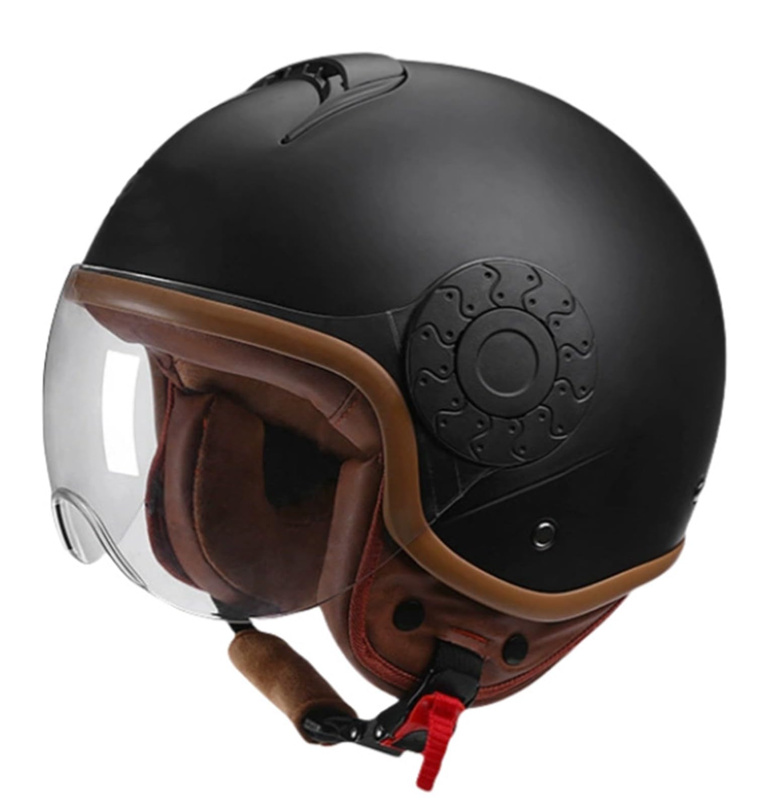 Motorrad Halbschalenhelm, Jet Helm Vintage Deutsche Mit Sonnenblende, Retro Half Öffnen Helm Für Bike Cruiser Chopper Moped Scooter ATV Männer Und Frauen Helm B,L=(59-60CM) von KANMUASD
