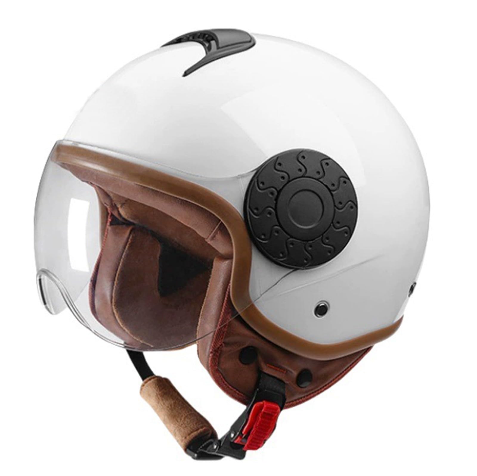 Motorrad Halbschalenhelm, Jet Helm Vintage Deutsche Mit Sonnenblende, Retro Half Öffnen Helm Für Bike Cruiser Chopper Moped Scooter ATV Männer Und Frauen Helm D,L=(59-60CM) von KANMUASD