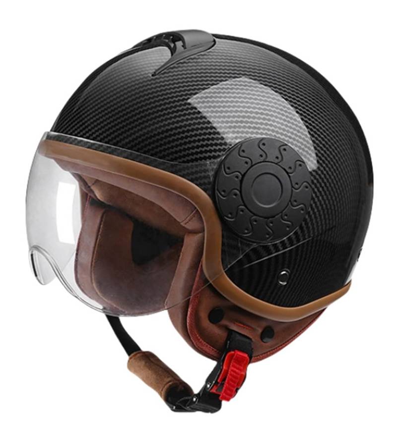 Motorrad Halbschalenhelm, Jet Helm Vintage Deutsche Mit Sonnenblende, Retro Half Öffnen Helm Für Bike Cruiser Chopper Moped Scooter ATV Männer Und Frauen Helm G,XL=(61-62CM) von KANMUASD