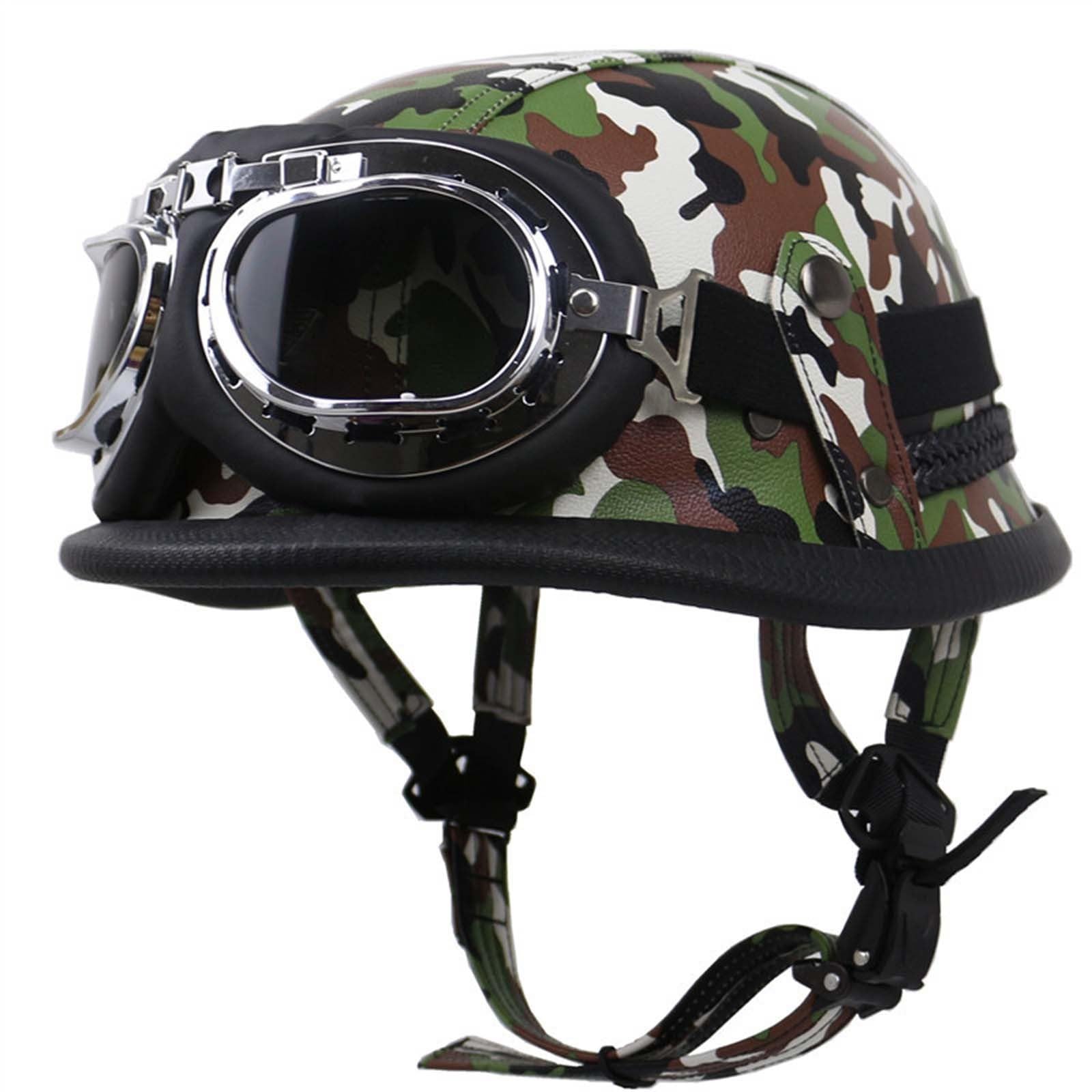 Motorradhelm, Halbschalenhelm Mit ECE Genehmigt, Motorrad Retro Halbhelme Halbgesichtshelm Motorrad, Atmungsaktiver Leichter Design Halbhelm, Jet-Helm Für Erwachsene Herren Damen B,L=(59-60CM) von KANMUASD