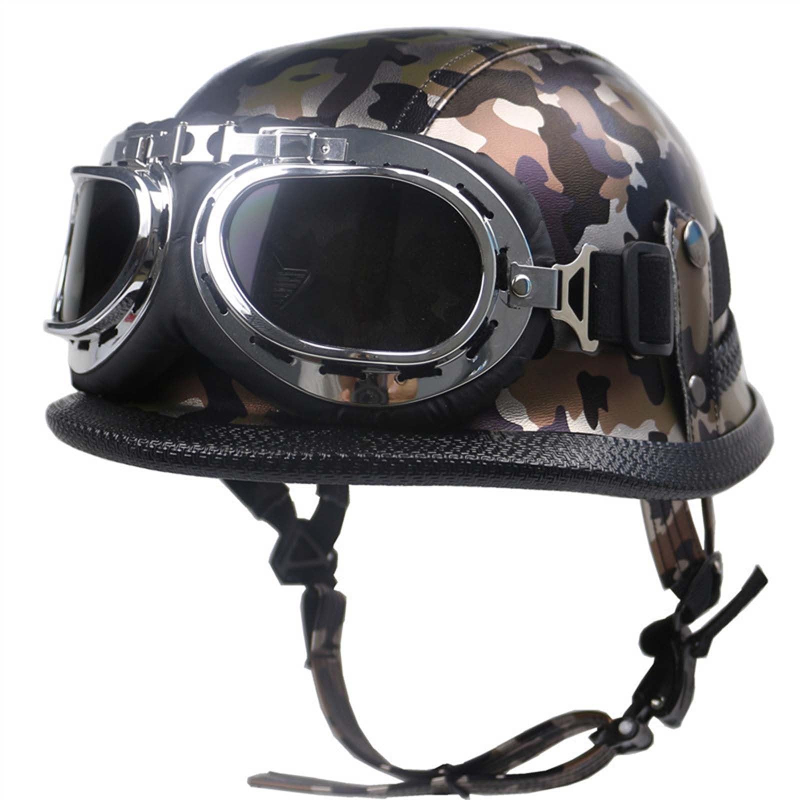 Motorradhelm, Halbschalenhelm Mit ECE Genehmigt, Motorrad Retro Halbhelme Halbgesichtshelm Motorrad, Atmungsaktiver Leichter Design Halbhelm, Jet-Helm Für Erwachsene Herren Damen C,L=(59-60CM) von KANMUASD