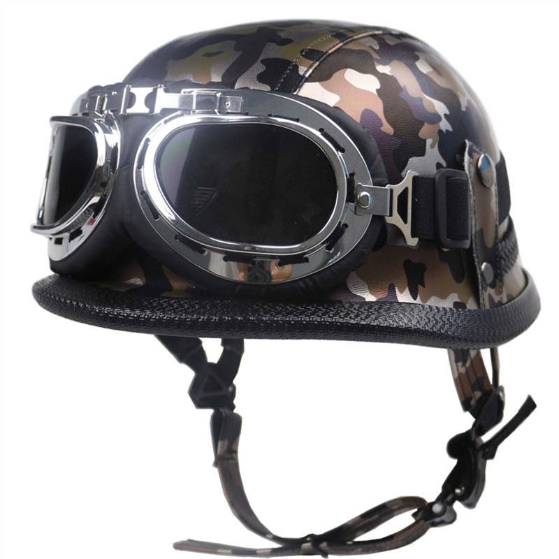 Motorradhelm, Halbschalenhelm Mit ECE Genehmigt, Motorrad Retro Halbhelme Halbgesichtshelm Motorrad, Atmungsaktiver Leichter Design Halbhelm, Jet-Helm Für Erwachsene Herren Damen C,L=(59-60CM) von KANMUASD