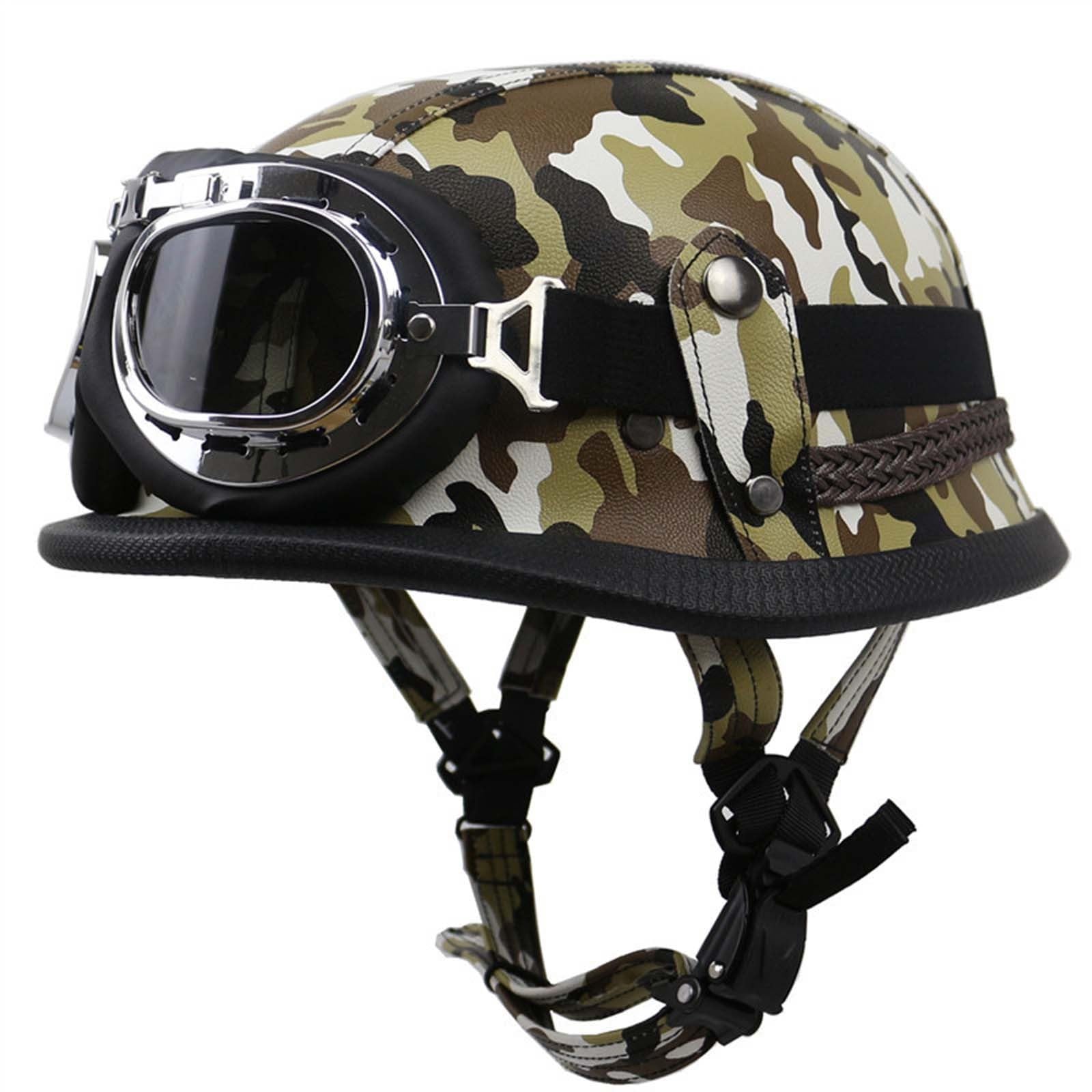 Motorradhelm, Halbschalenhelm Mit ECE Genehmigt, Motorrad Retro Halbhelme Halbgesichtshelm Motorrad, Atmungsaktiver Leichter Design Halbhelm, Jet-Helm Für Erwachsene Herren Damen D,M=(57-58CM) von KANMUASD