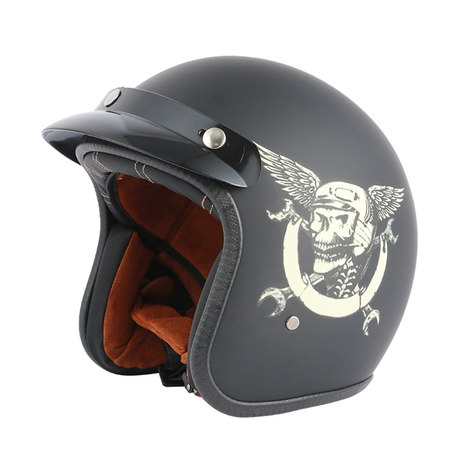 Motorradhelm Mit Herausnehmbarem Futter Und Sonnenschutz, Jethelm Für Herren Damen, Jet-Helm ECE Zertifiziert Roller Helm Scooter Helm Moped Mofa-Helm Jethelme C,L=(59-60CM) von KANMUASD