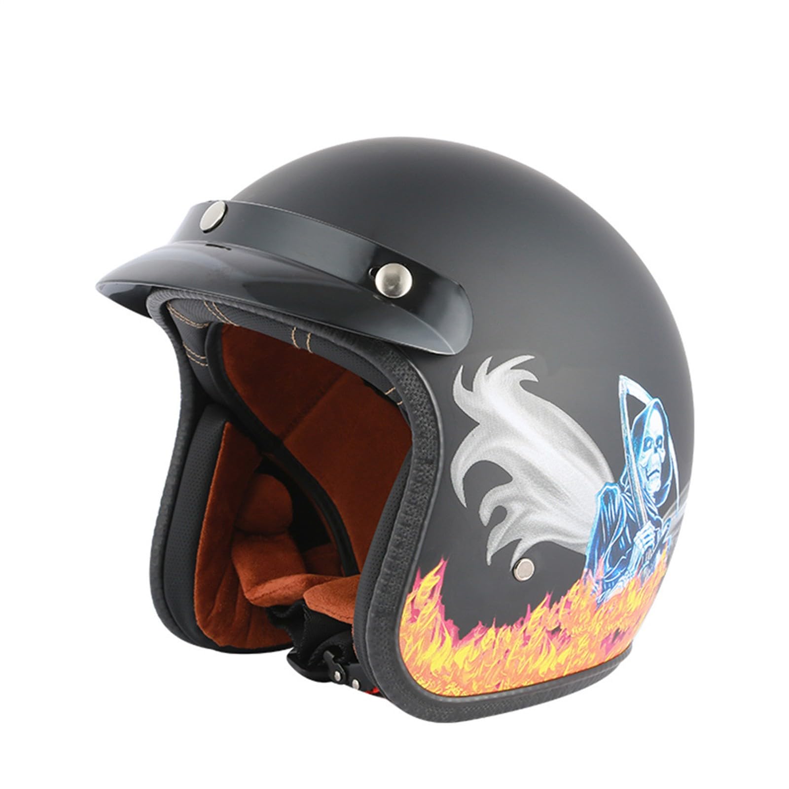 Motorradhelm Mit Herausnehmbarem Futter Und Sonnenschutz, Jethelm Für Herren Damen, Jet-Helm ECE Zertifiziert Roller Helm Scooter Helm Moped Mofa-Helm Jethelme D,L=(59-60CM) von KANMUASD
