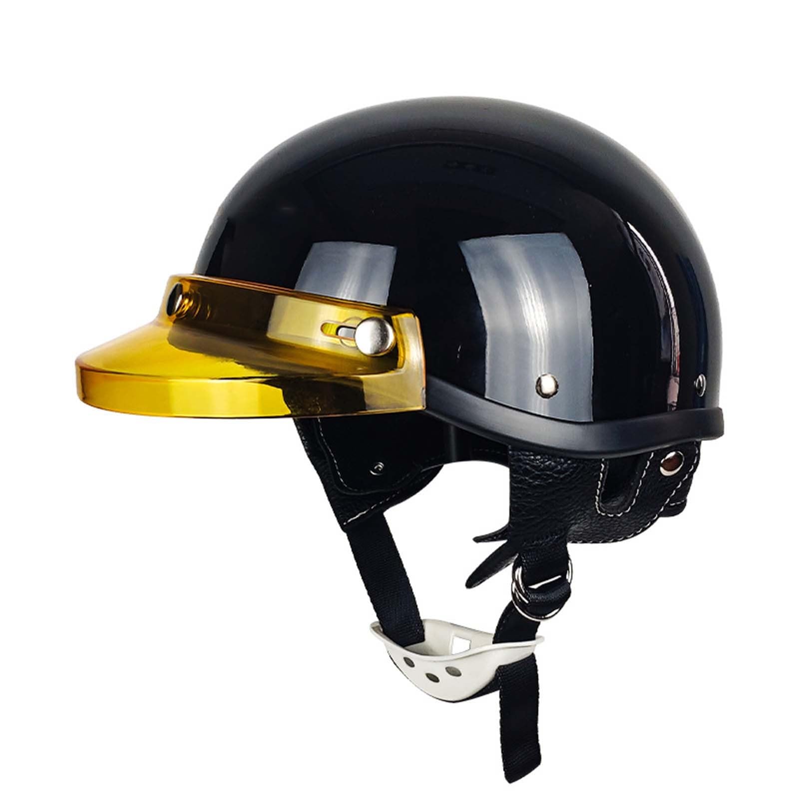 Retro Motorrad Halbhelm, Deutscher Stil Vintage Helm Für Männer Und Frauen, Moped Roller Halbhelm Für Erwachsene, Vintage Halbschalenhelm Jethelme Motorradhelm ECE Genehmigter E,M=(57-58CM) von KANMUASD