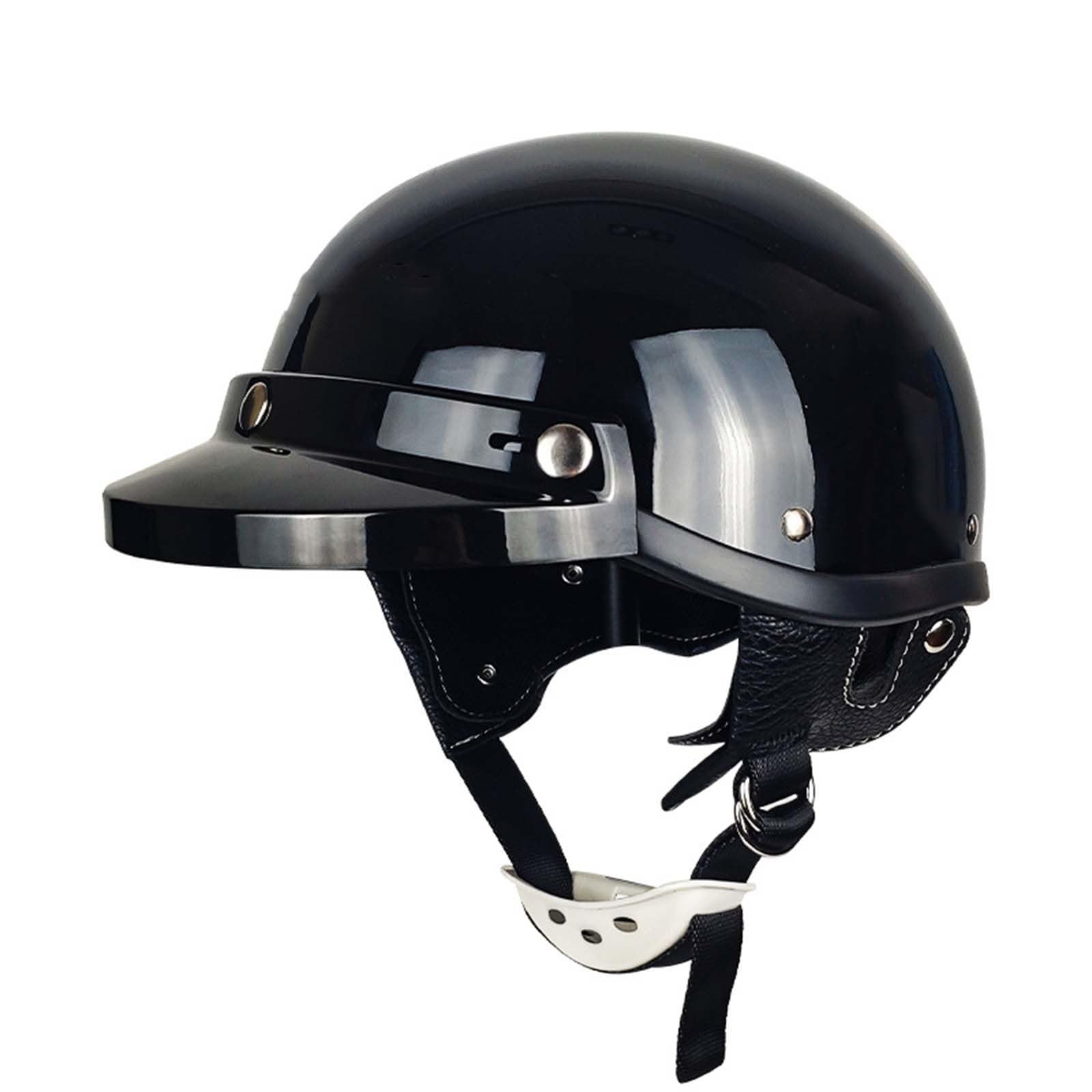 Retro Motorrad Halbhelm, Deutscher Stil Vintage Helm Für Männer Und Frauen, Moped Roller Halbhelm Für Erwachsene, Vintage Halbschalenhelm Jethelme Motorradhelm ECE Genehmigter F,M=(57-58CM) von KANMUASD
