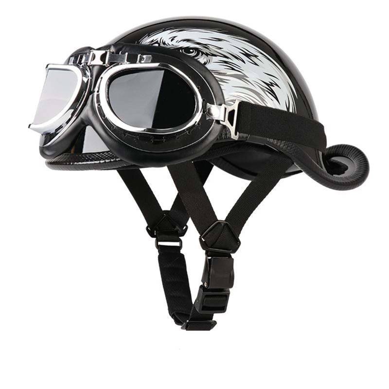 Retro Motorrad Halbhelm, Halbschalenhelm Offenem Helm ECE Zulassung Baseball Cap Mit Fahrradbrille, Jethelm Herren Männer Frauen Mofa Helm Mit Herausnehmbarem Waschbarem Futter B,M=(57-58CM) von KANMUASD