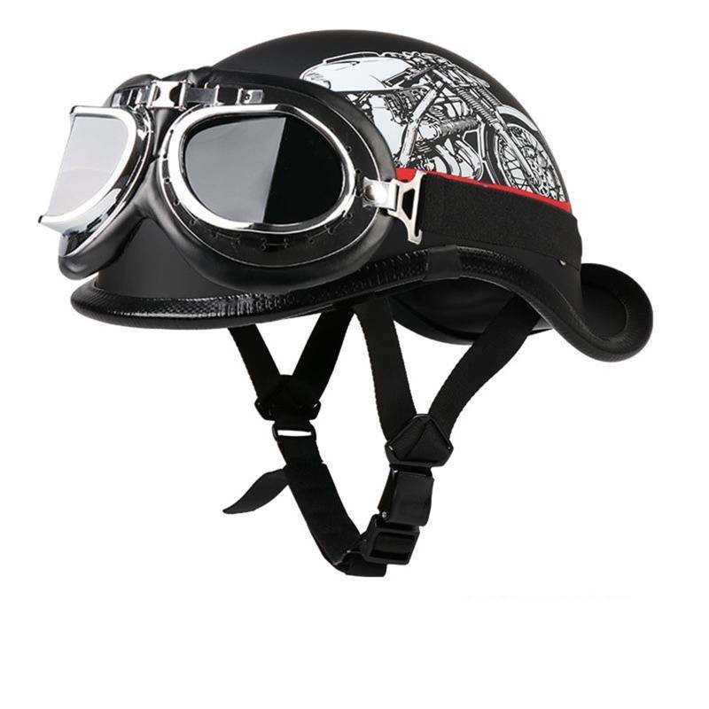 Retro Motorrad Halbhelm, Halbschalenhelm Offenem Helm ECE Zulassung Baseball Cap Mit Fahrradbrille, Jethelm Herren Männer Frauen Mofa Helm Mit Herausnehmbarem Waschbarem Futter F,L=(59-60CM) von KANMUASD