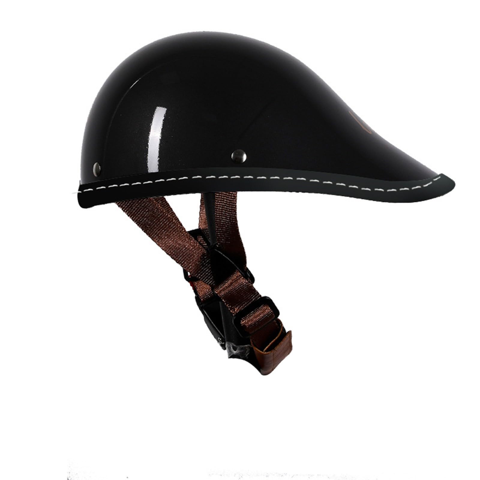 Retro Motorrad Halbhelme, Deutscher Stil Halbschale Helm, Jethelme ECE Zertifizierung Halbhelm Männern Und Frauen, Open Face Helm Für Scooter Moped Cruiser Motorrad C,L=(59-60CM) von KANMUASD