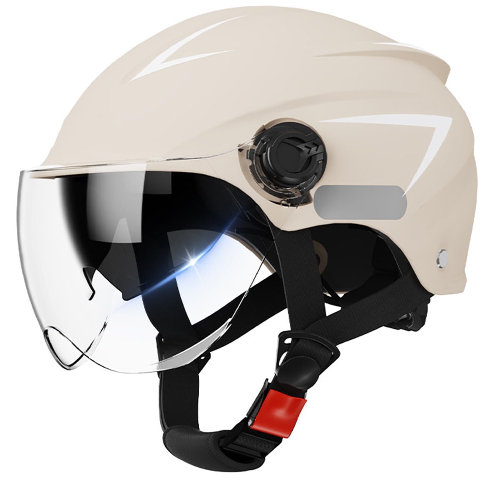 Retro Motorrad Halbhelme, Motorrad Halbschalenhelm Mit ECE, Half Öffnen Jethelm Mit Schutzbrille Für Bike Cruiser Chopper Moped Scooter Männer Und Frauen Helm, Roller-Helm C,L=(59-60cm) von KANMUASD