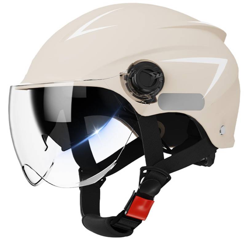 Retro Motorrad Halbhelme, Motorrad Halbschalenhelm Mit ECE, Half Öffnen Jethelm Mit Schutzbrille Für Bike Cruiser Chopper Moped Scooter Männer Und Frauen Helm, Roller-Helm C,M=(57-58cm) von KANMUASD