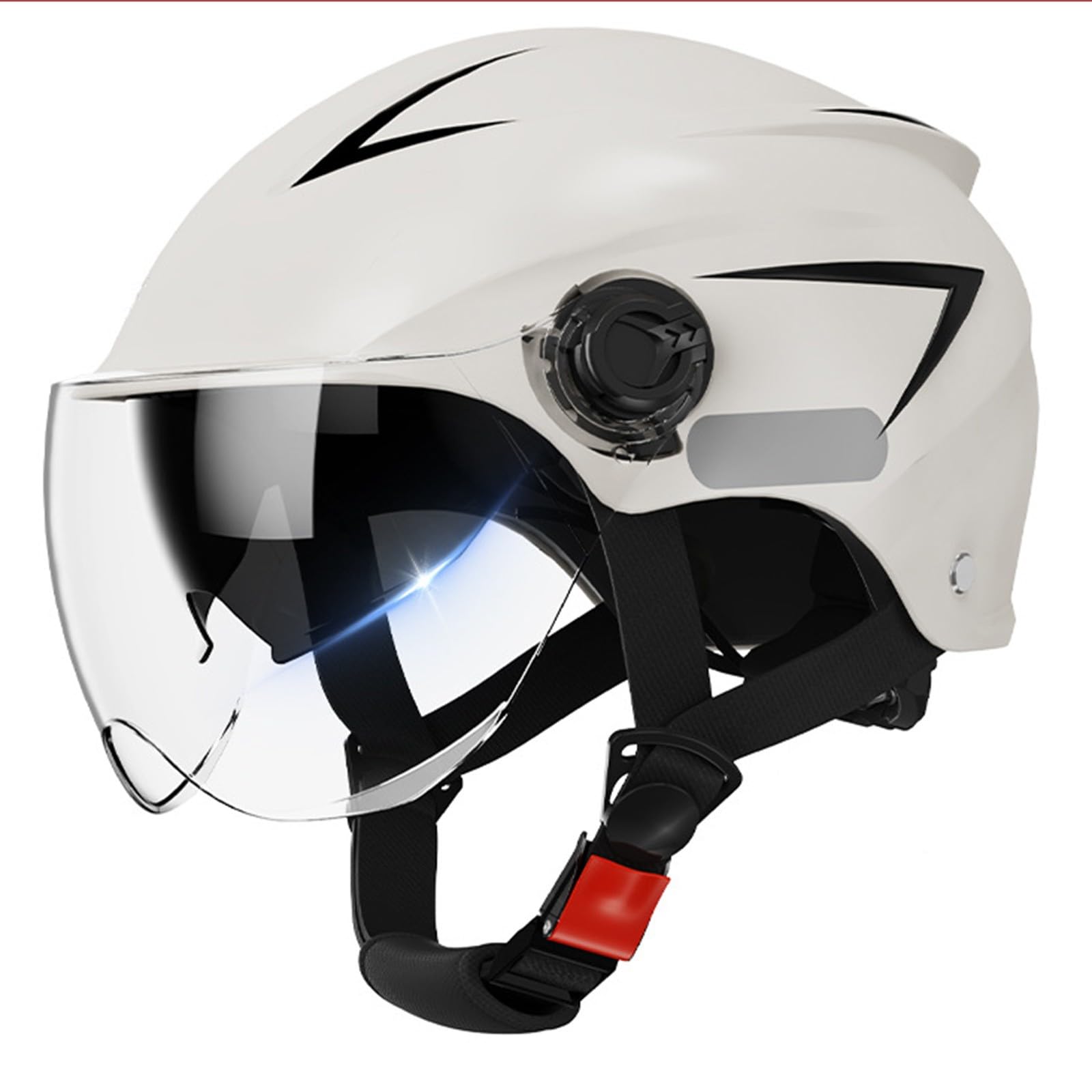 Retro Motorrad Halbhelme, Motorrad Halbschalenhelm Mit ECE, Half Öffnen Jethelm Mit Schutzbrille Für Bike Cruiser Chopper Moped Scooter Männer Und Frauen Helm, Roller-Helm D,M=(57-58cm) von KANMUASD