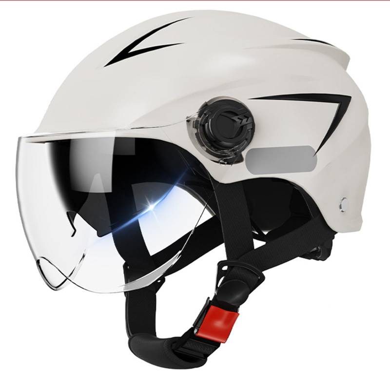 Retro Motorrad Halbhelme, Motorrad Halbschalenhelm Mit ECE, Half Öffnen Jethelm Mit Schutzbrille Für Bike Cruiser Chopper Moped Scooter Männer Und Frauen Helm, Roller-Helm D,M=(57-58cm) von KANMUASD