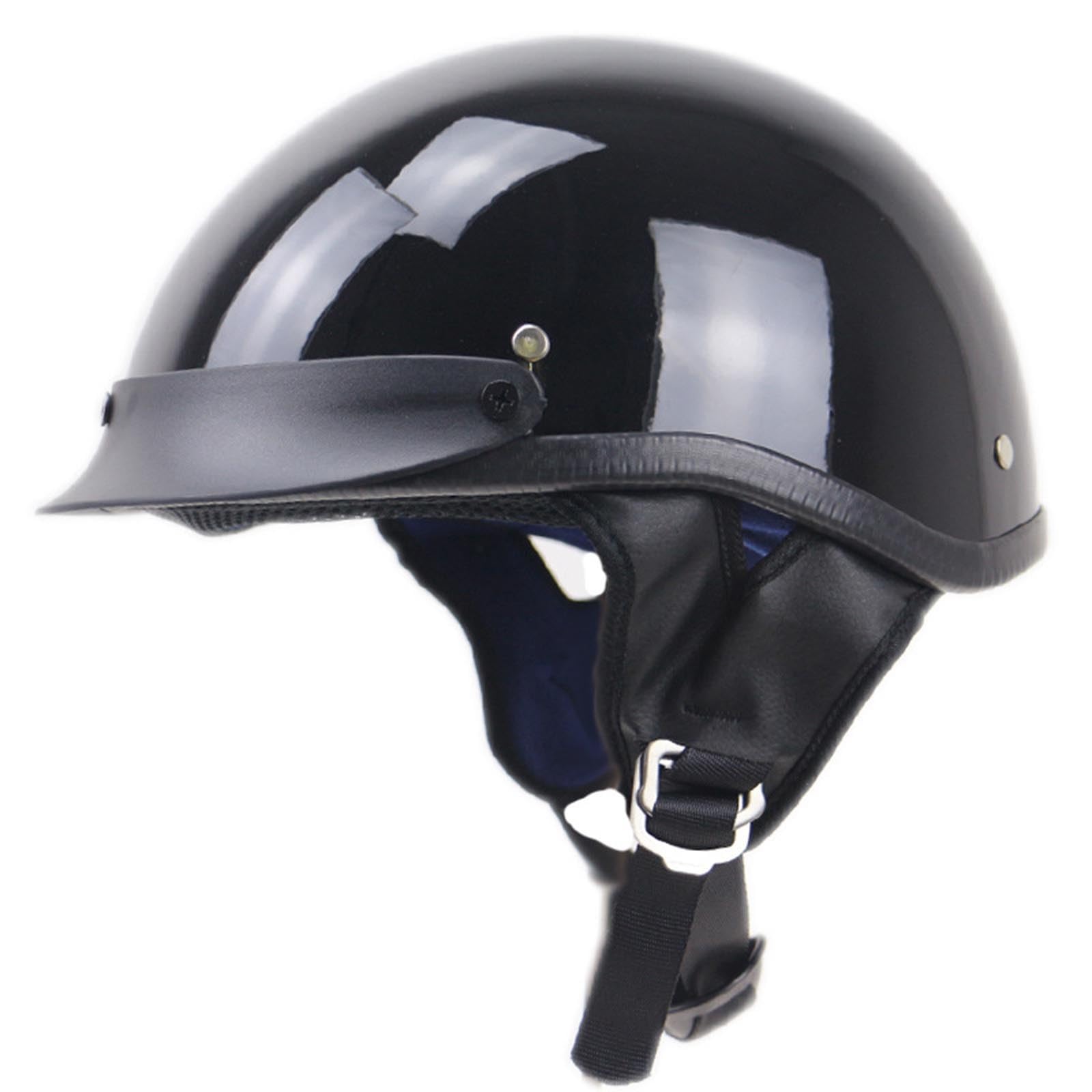 Retro Motorrad Halbhelme, Vintage Öffnen Motorradhelm, Halb-Helm ECE-Zertifizierung, Jethelme Rollerhelm Sturzhelm Chopperhelm Mit Sonnenblende Für Damen Herren Erwachsene C,XXL=(63-64CM) von KANMUASD