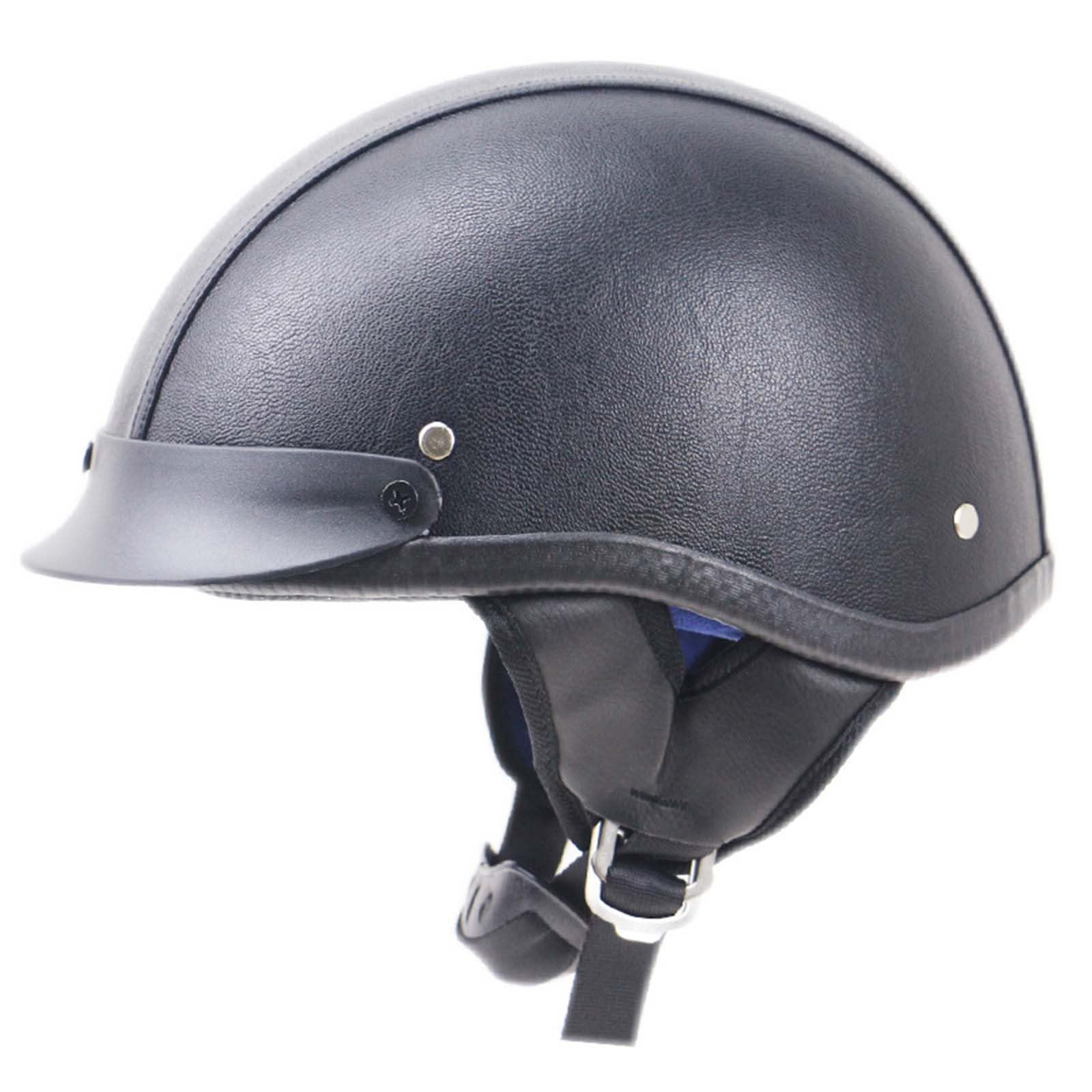 Retro Motorrad Halbhelme, Vintage Öffnen Motorradhelm, Halb-Helm ECE-Zertifizierung, Jethelme Rollerhelm Sturzhelm Chopperhelm Mit Sonnenblende Für Damen Herren Erwachsene D,XL=(61-62CM) von KANMUASD