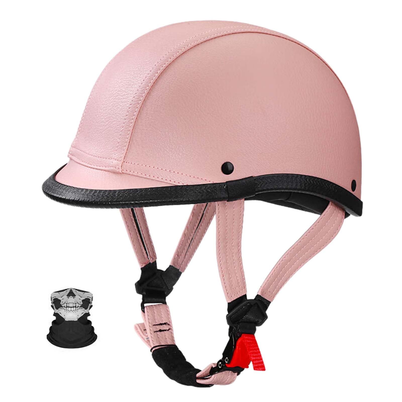Retro Motorrad Halbhelme Deutscher Stil Leder Motorradhelm Motorradhelm Halbschalenhelm Mit ECE Pu-Leder Half Helm Mit Maske Roller Cruiser Chopper Anti Collision Helm D,L=(59-60CM) von KANMUASD