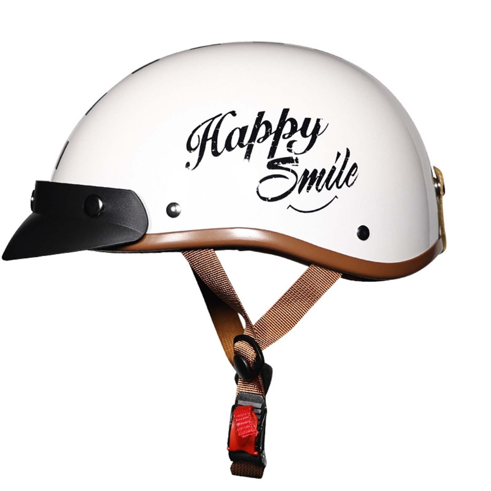Retro Motorradhelm, Halbschalenhelm Mit ECE, Jethelm Chopper Helm Scooter-Helm Offenem Helm Mit Sonnenblende Und Herausnehmbares Atmungsaktives Futter E,L=(59-60CM) von KANMUASD