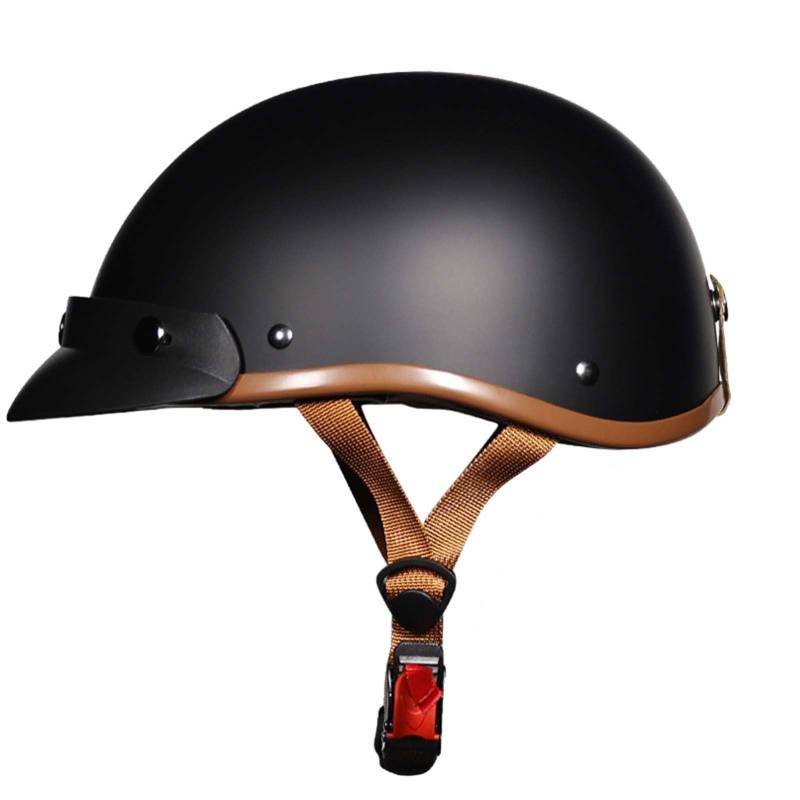 Retro Motorradhelm, Halbschalenhelm Mit ECE, Jethelm Chopper Helm Scooter-Helm Offenem Helm Mit Sonnenblende Und Herausnehmbares Atmungsaktives Futter F,M=(57-58CM) von KANMUASD