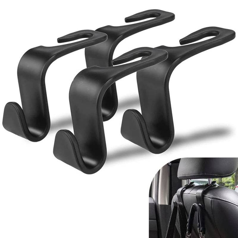 Auto Zubehör Haken für Kopfstütze, 4 Kopfstützenhalterung Auto Haken, Auto Zubehör Innenraum Haken Auto Accessoires Auto Gadgets Car Essentials Autositz Haken von KANOSON