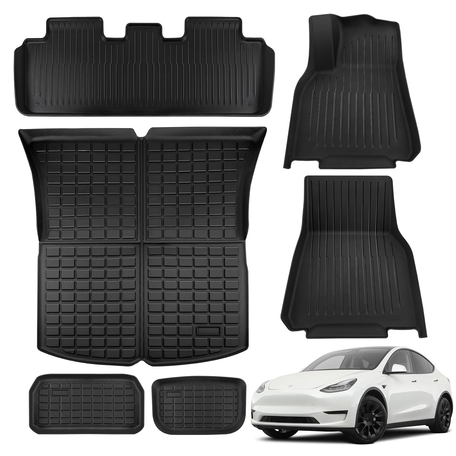 KAOLALI 6 Stück Fussmatten für Tesla Model Y 2021 2022 2023 2024, Allwetter-Kofferraummatten und Fußmatten für Tesla Model Y, TPE Custom Wasserdicht Fußmatten für Tesla Model Y KAOLALI 6 Stück Fussmatten für Tesla Model Y 2021 2022 2023 2024, Allwetter-Kofferraummatten und Fußmatten für Tesla Model Y, TPE Custom Wasserdicht Fußmatten für Tesla Model Y von KAOLALI