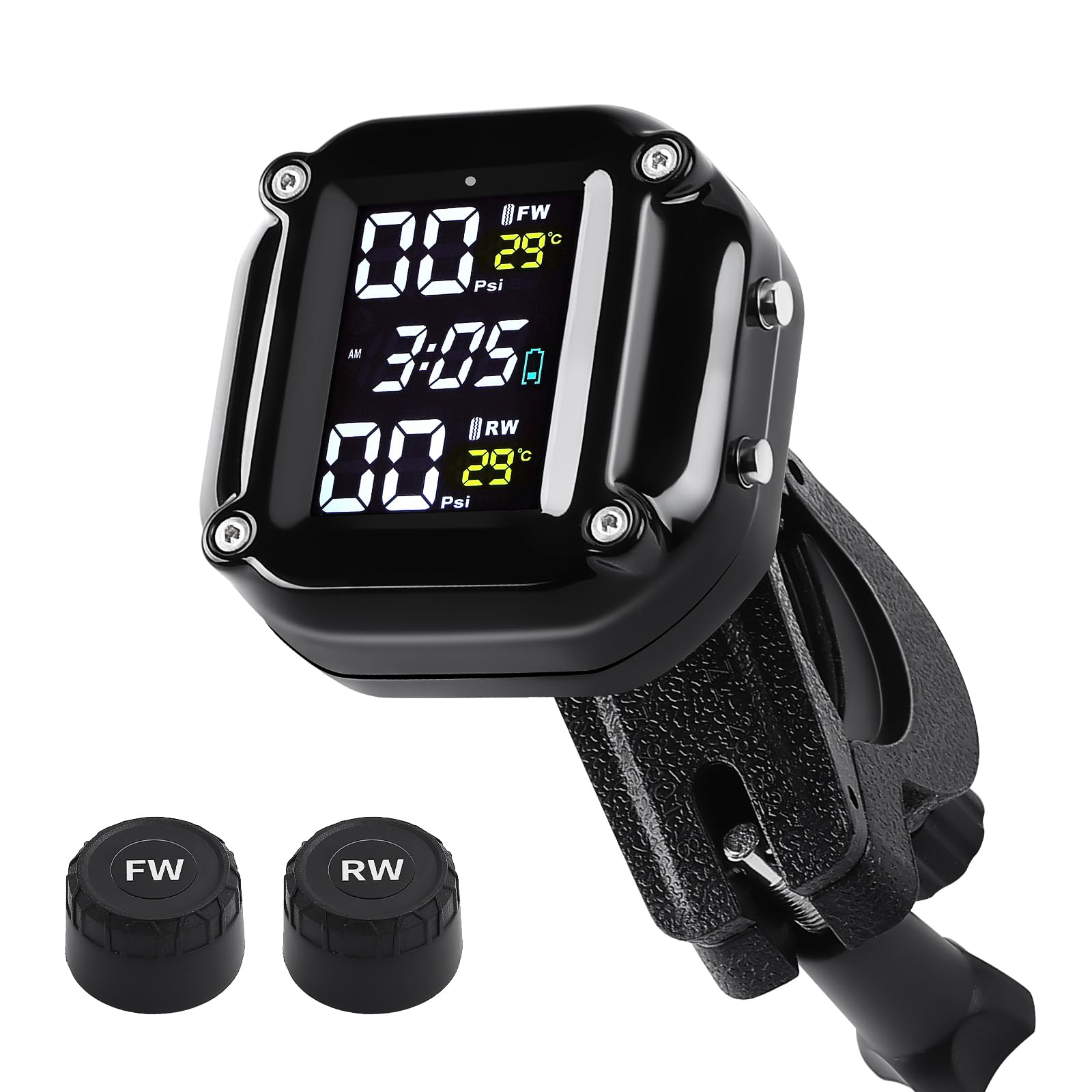 KAOLALI Motorrad TPMS Wireless Reifendrucküberwachungssystem Kabelloser Motorrad Magnetische & USB-Aufladung mit LCD-Display 2 Externen Wasserdicht Sensore Auto-Alarmsystem KAOLALI Motorrad TPMS Wireless Reifendrucküberwachungssystem Kabelloser Motorrad Magnetische & USB-Aufladung mit LCD-Display 2 Externen Wasserdicht Sensore Auto-Alarmsystem von KAOLALI