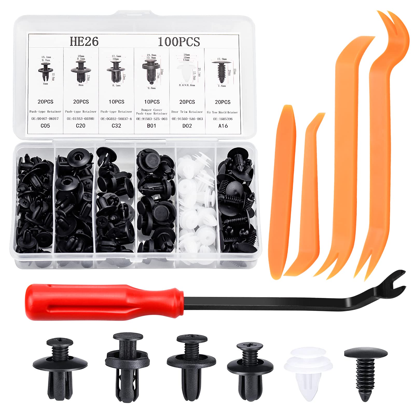 KAONESS Auto Befestigung Clips,105 Stück Universal Türverkleidung Befestigungclips Plastikklips Klammern stoßstangen Kunststoffniet mit Demontage Werkzeuge KAONESS Auto Befestigung Clips,105 Stück Universal Türverkleidung Befestigungclips Plastikklips Klammern stoßstangen Kunststoffniet mit Demontage Werkzeuge von KAONESS